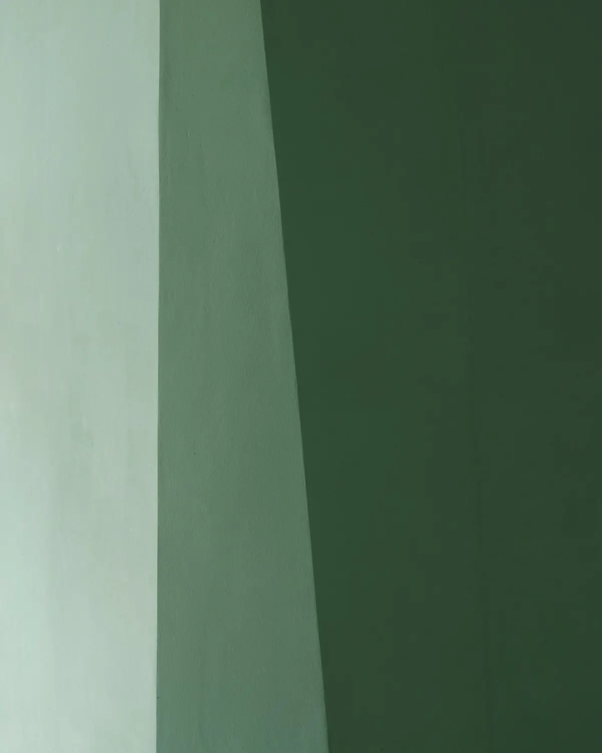 A corner where two green surfaces meet in soft light